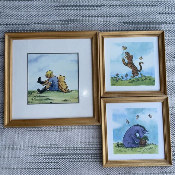 3 Framed 90s Disney Classic Winnie The Pooh Art Print SET Tigger Eeyore Michael - Picture 13 of 13